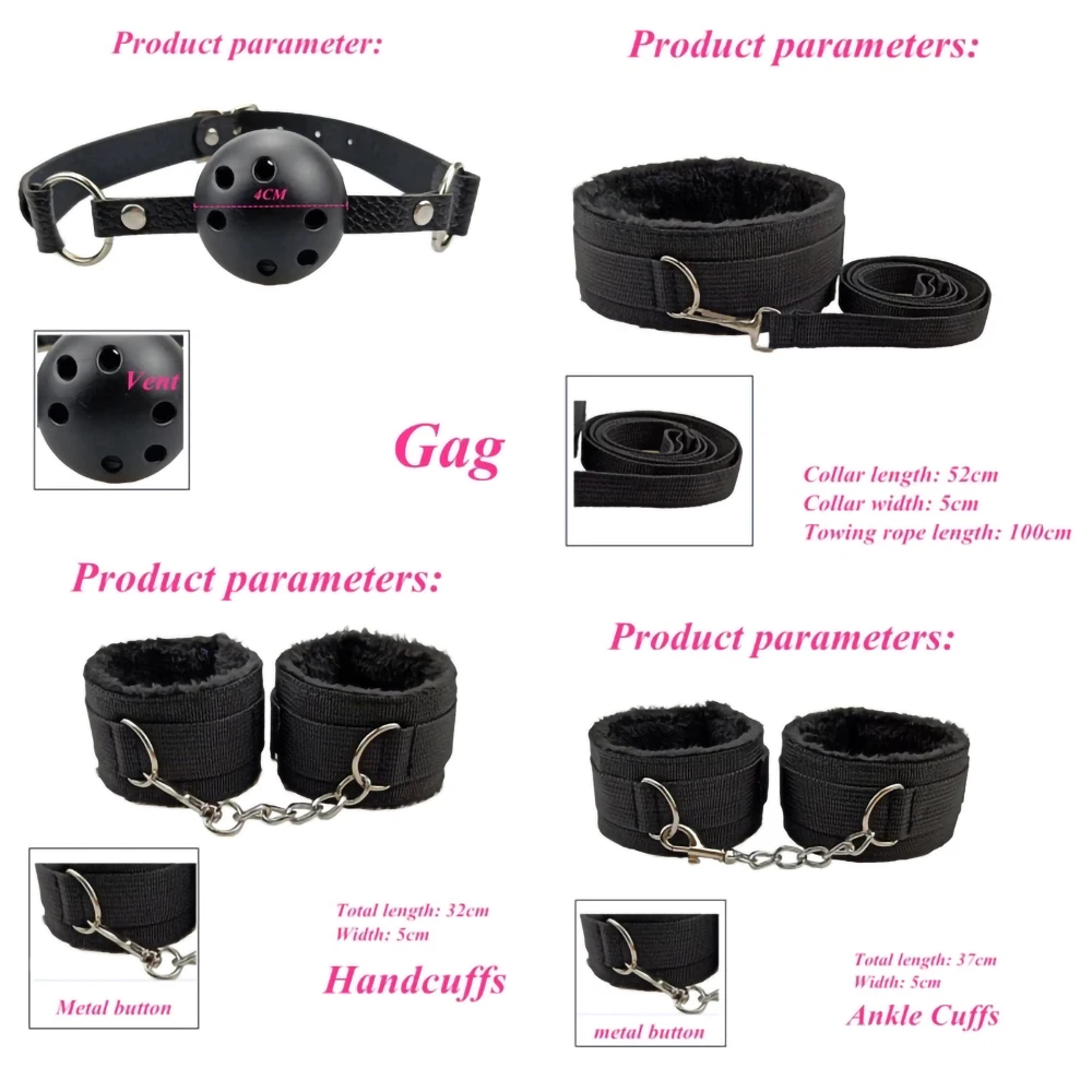 Leather BDSM Kit Handcuffs Sex - Party Games Couple บทวิจารณ์และราคา