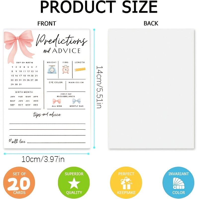 20PCS Baby Prediction and Sugg - Party Games Baby Shower บทวิจารณ์และราคา